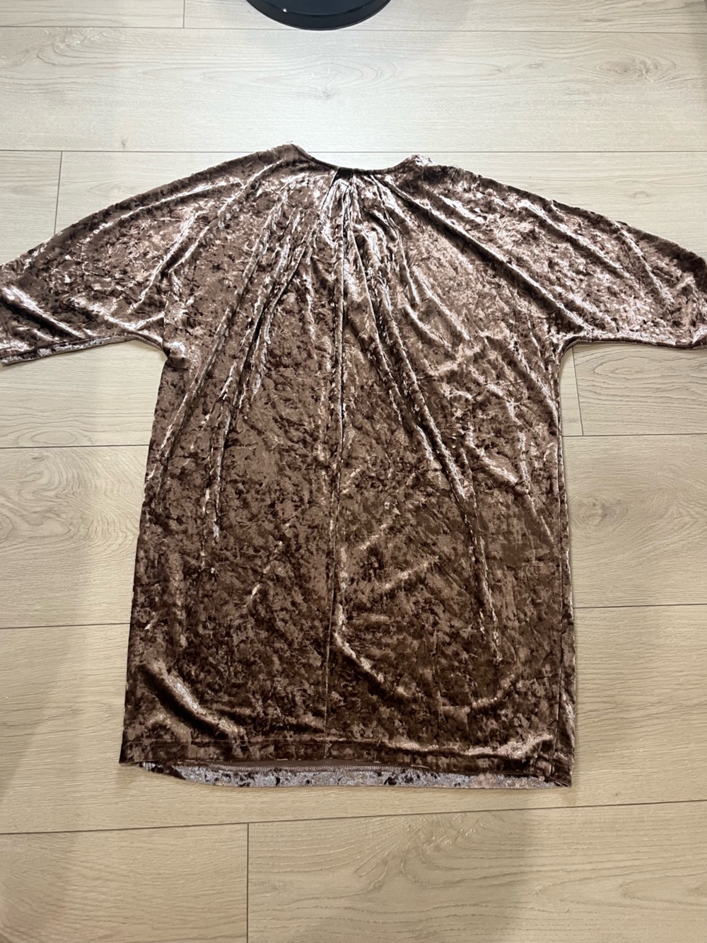 Ellison Bronze Velvet Dress Women’s Size Large V-neck 3/4 Sleeve Mini Sparkle - Picture 5 of 9